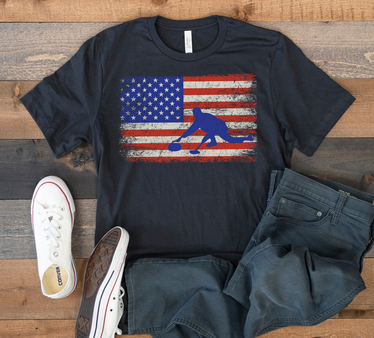 American Curling USA Flag TShirt Patriotic Curling Tee Tank Top Hoodie Sweatshirt Long Sleeve Hoodie – Premium Graphic · Perfect For Daily Wear