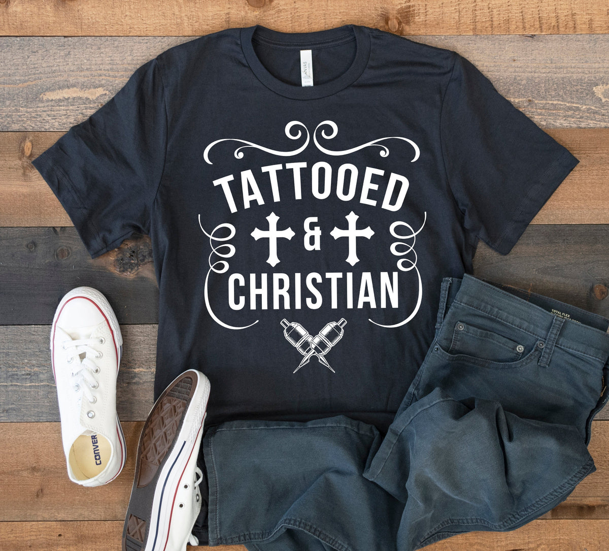 Tattooed and Christian TShirt Tattoos Christianity Tank Top Hoodie Sweatshirt Long Sleeve Hoodie – Everyday Comfort · High-Quality Print