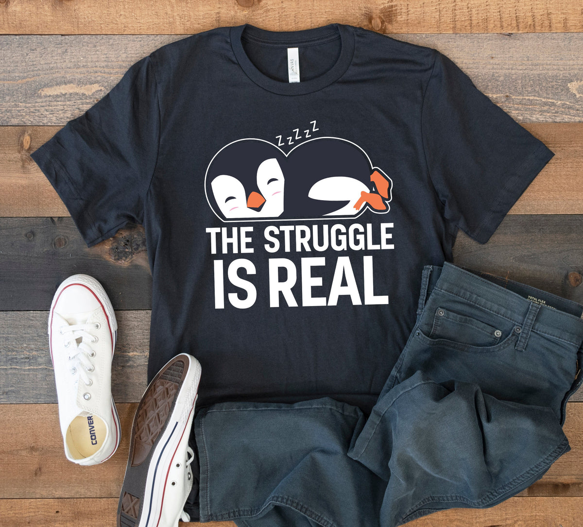 The Struggle Is Real Penguin TShirt Funny Lazy Tee Cute Penguins Tank Top Hoodie Sweatshirt Long Sleeve Kids Tee Apparel Gift Hoodie – Feel-Good Design · Great Gift For Fans