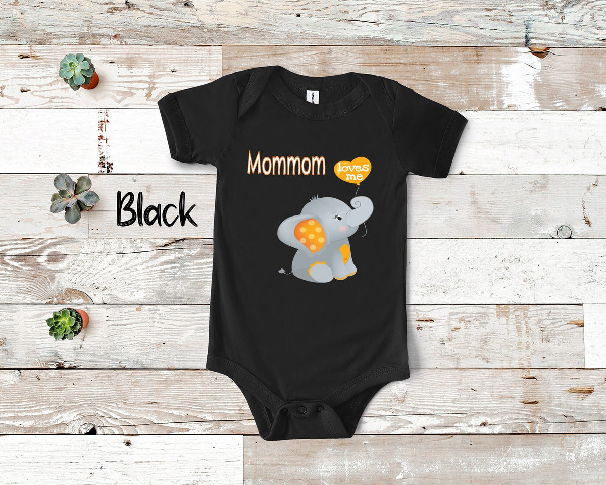 Mommom Loves Me Cute Grandma Name Elephant Baby Bodysuit Tshirt or Toddler Shirt Special Grandmother Gift or Pregnancy Reveal Announcement Graphic Tee – Soft Feel · Trending Graphic Apparel