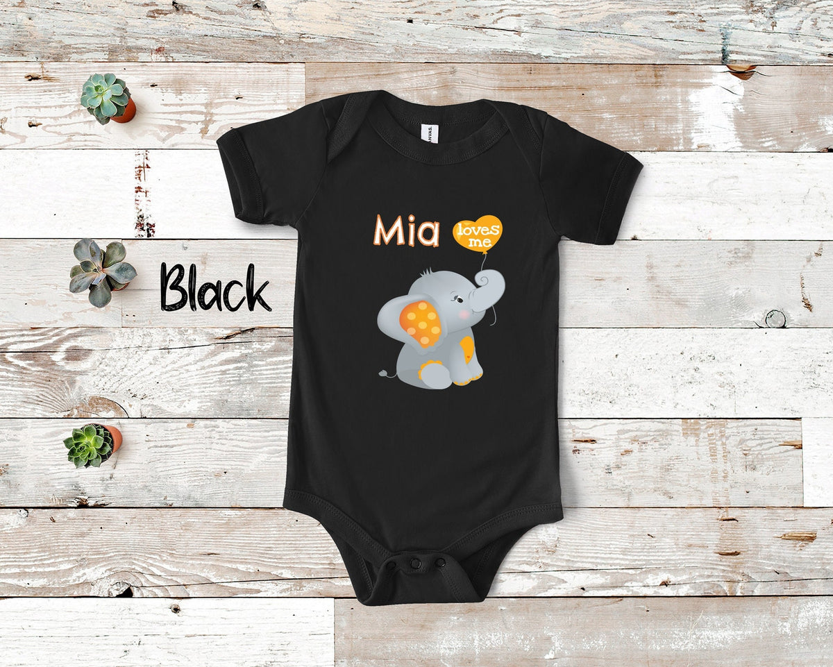 Mia Loves Me Cute Grandma Name Elephant Baby Bodysuit Tshirt or Toddler Shirt Special Grandmother Gift or Pregnancy Reveal Announcement Graphic Tee – Easygoing Wear · Perfect For Daily Wear
