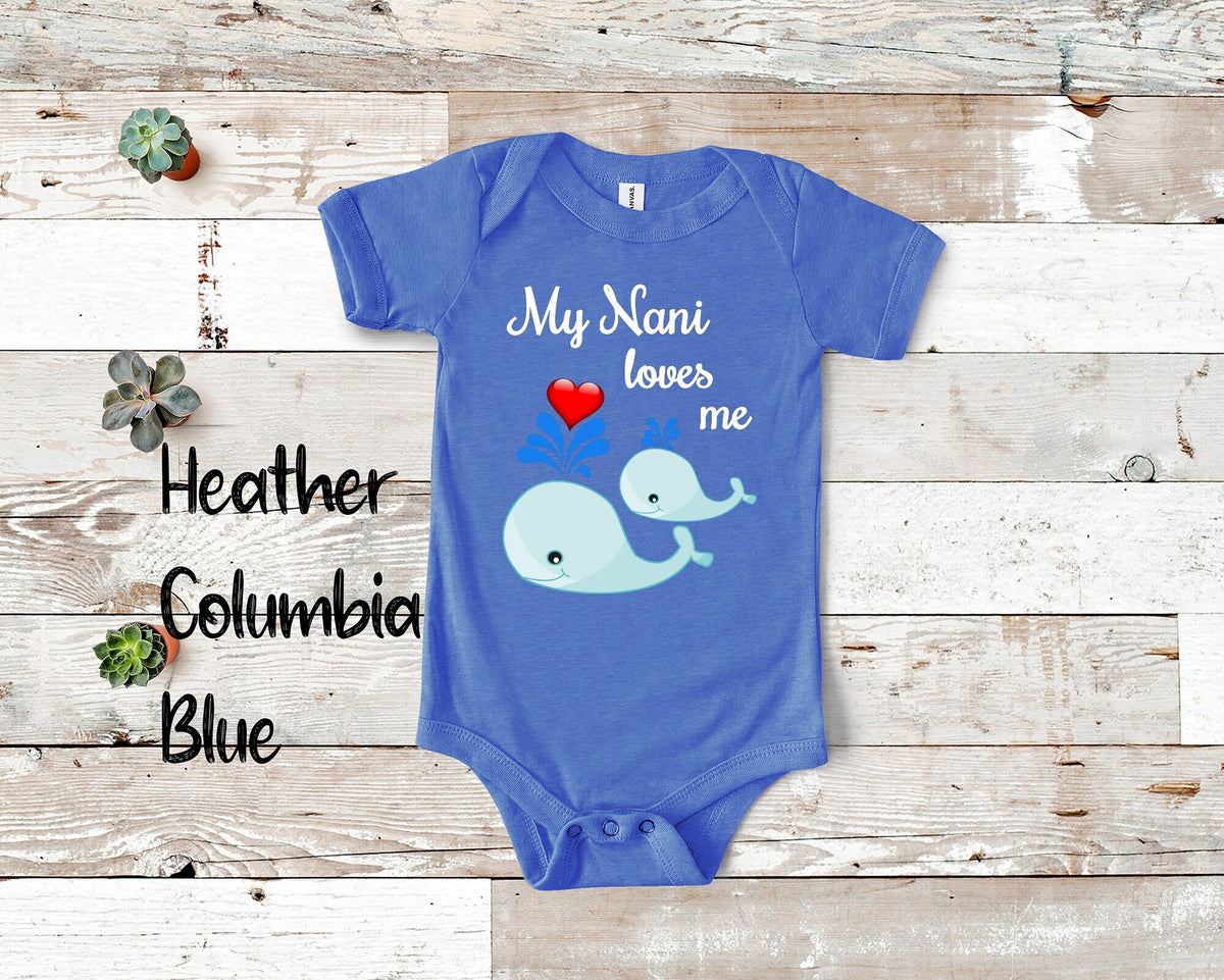 Nani Loves Me Cute Whale Baby Bodysuit Tshirt or Toddler Shirt India Indian Grandmother Gift or Pregnancy Reveal Announcement Graphic Tee – Premium Graphic · Great Gift For Fans