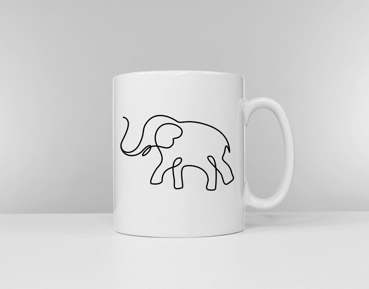 Elephant Mug Minimal Elephant Print Coffee Mug Elephant Themed Gifts Elephants Elephant Gift Graphic Tee – Everyday Comfort · Top Pick For Any Outfit