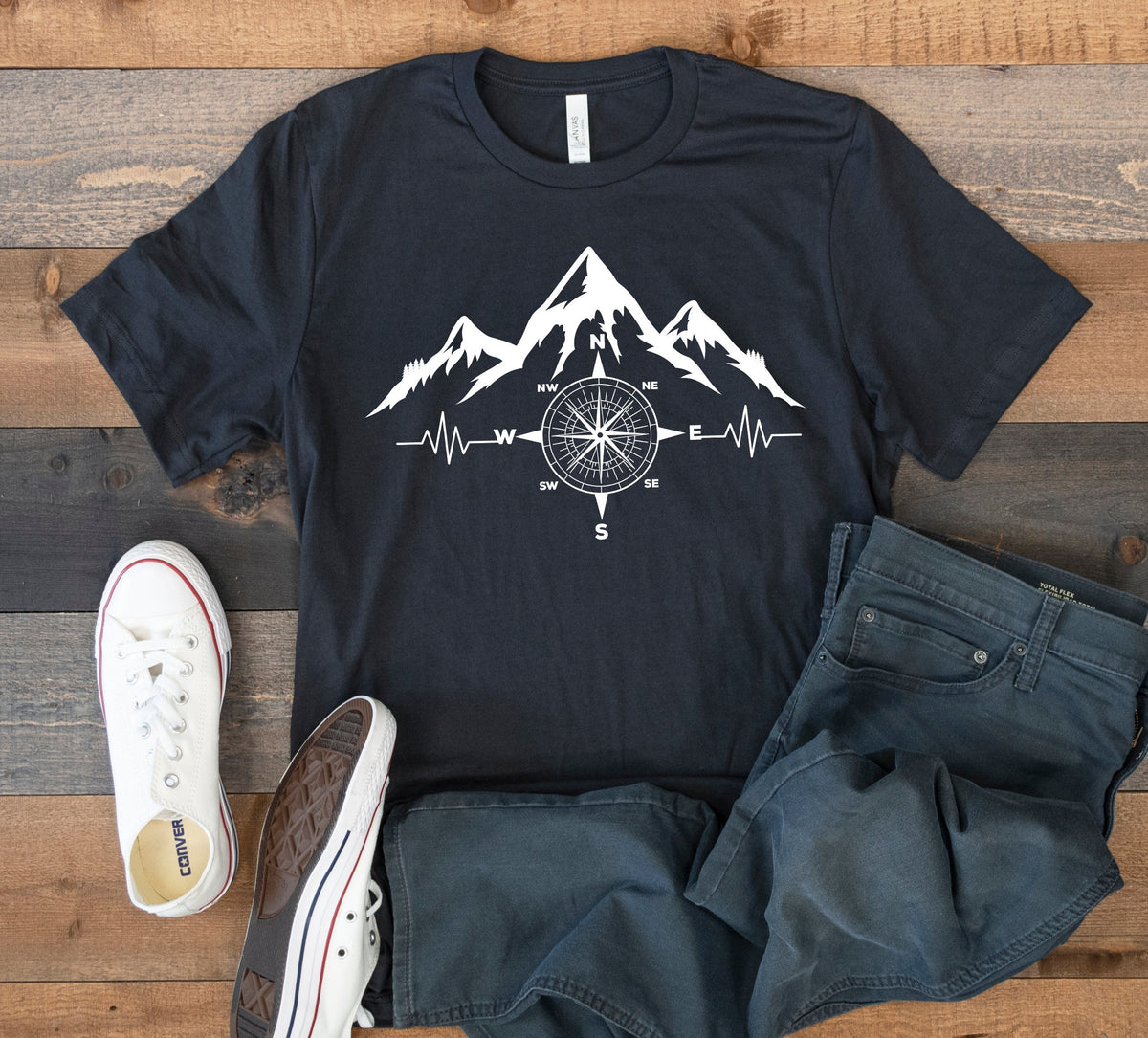 Compass Hiking Mountain TShirt GPS Geocache Hiker Nature Tee Tank Top Hoodie Sweatshirt Long Sleeve Kids Tee Apparel Gift Hoodie – Bold Style · High-Quality Print