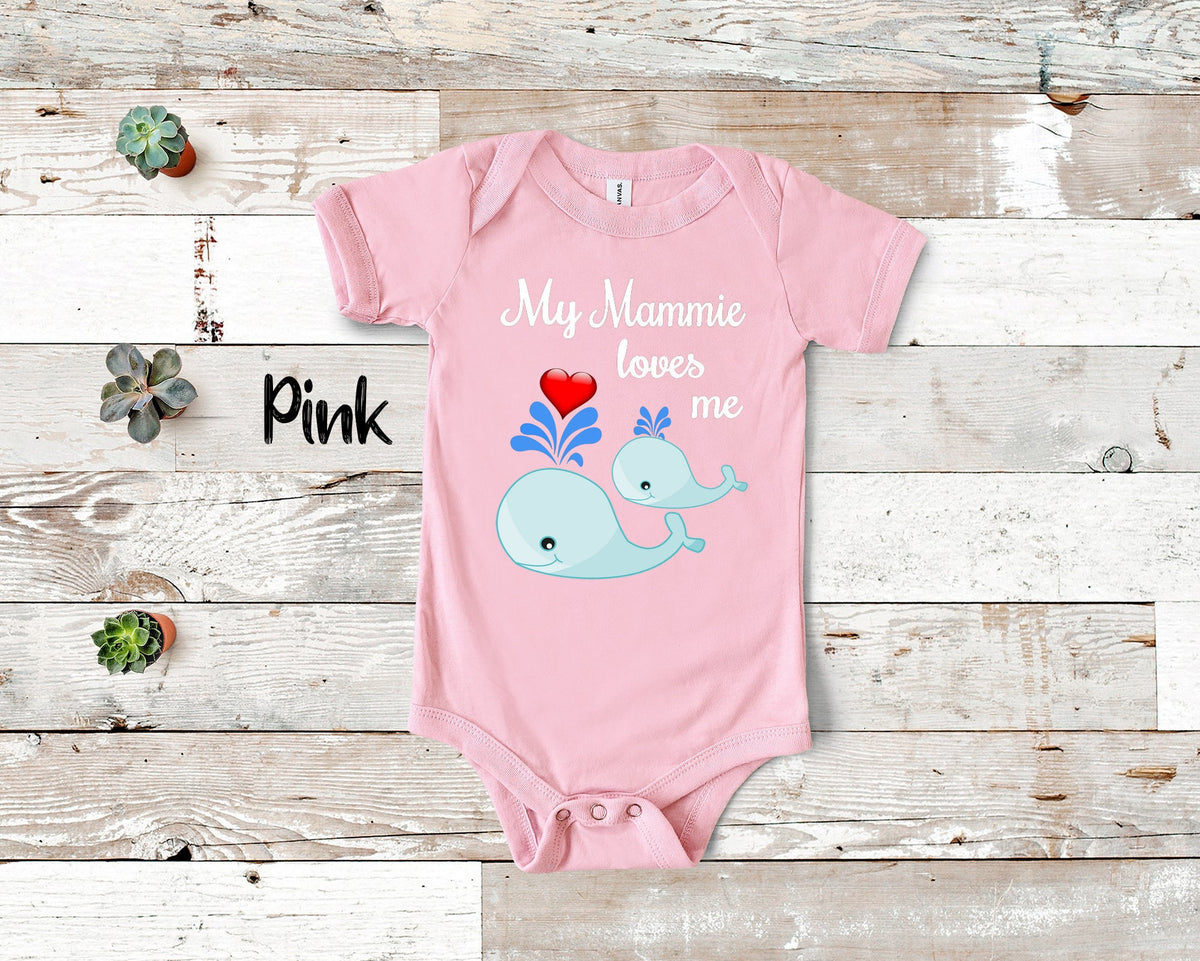Mammie Loves Me Cute Whale Baby Bodysuit Tshirt or Toddler Shirt Special Grandmother Gift or Pregnancy Reveal Announcement Graphic Tee – Aesthetic Look · Must-Have Style
