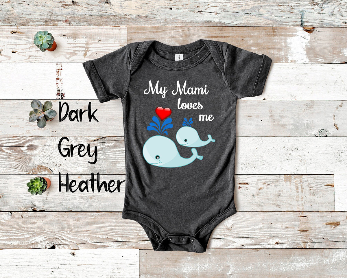 Mami Loves Me Cute Whale Baby Bodysuit Tshirt or Toddler Shirt Special Grandmother Gift or Pregnancy Reveal Announcement Graphic Tee – Soft Feel · High-Quality Print