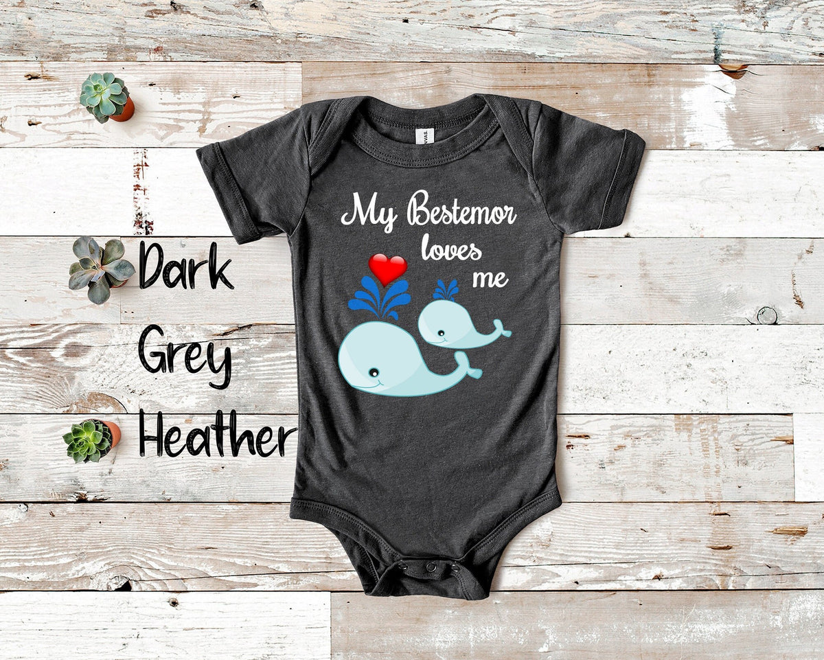 Bestemor Loves Me Cute Whale Baby BodysuitTshirt or Toddler Shirt Norway Norwegian Grandmother Gift or Pregnancy Reveal Announcement Graphic Tee – Bold Style · Trending Graphic Apparel