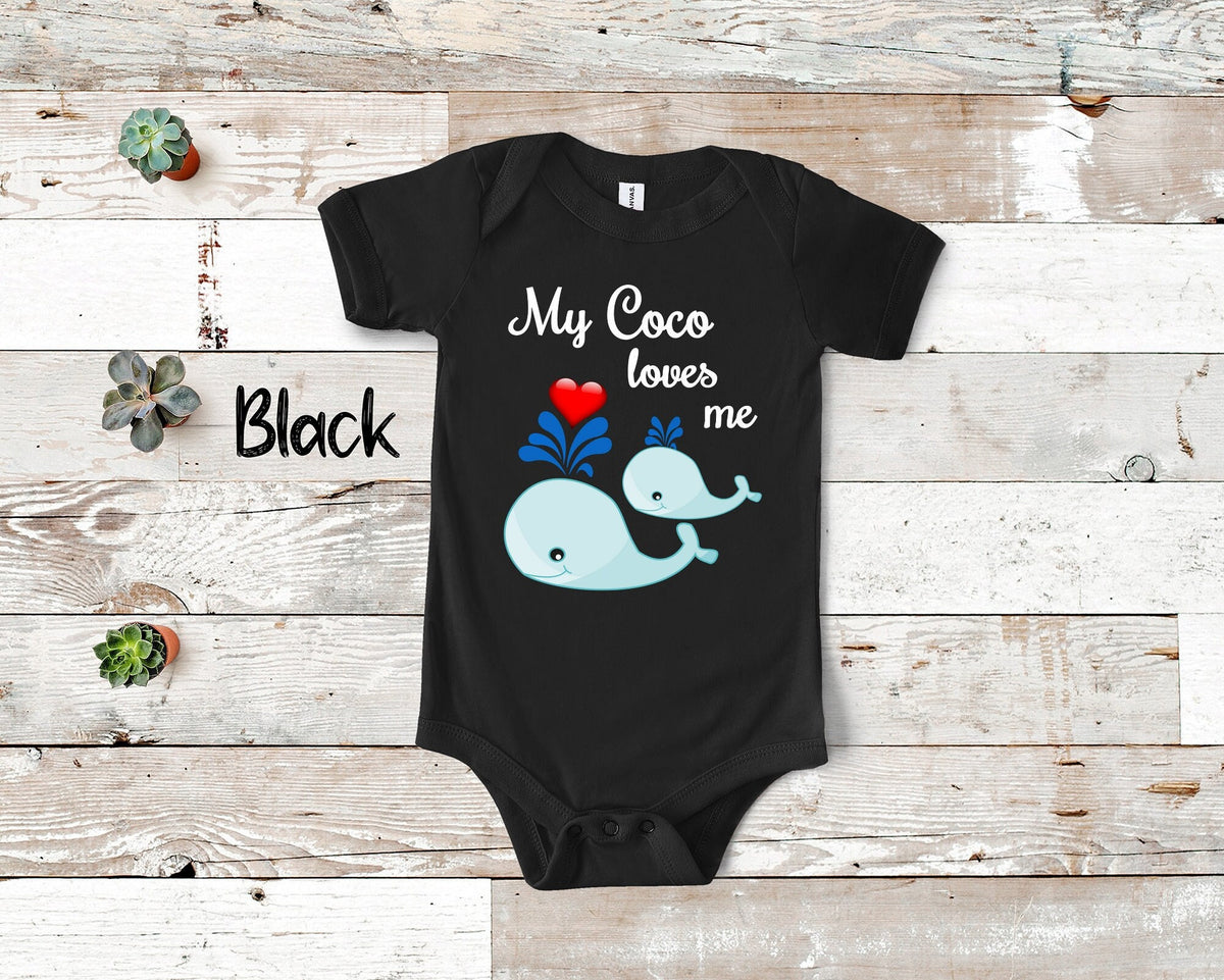 Coco Loves Me Cute Whale Baby Bodysuit Tshirt or Toddler Shirt Special Grandmother Gift or Pregnancy Reveal Announcement Graphic Tee – Warm & Stylish · Must-Have Style