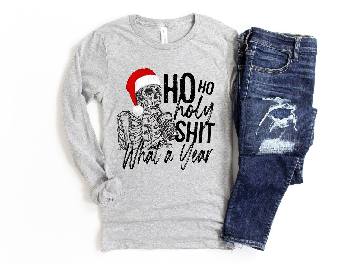 Ho Ho Holy Shit What A Year Christmas ShirtCoffee Christmas ShirtChristmas Family ShirtChristmas GiftHoliday GiftSkeleton Christmas Graphic Tee – Soft Feel · Trending Graphic Apparel