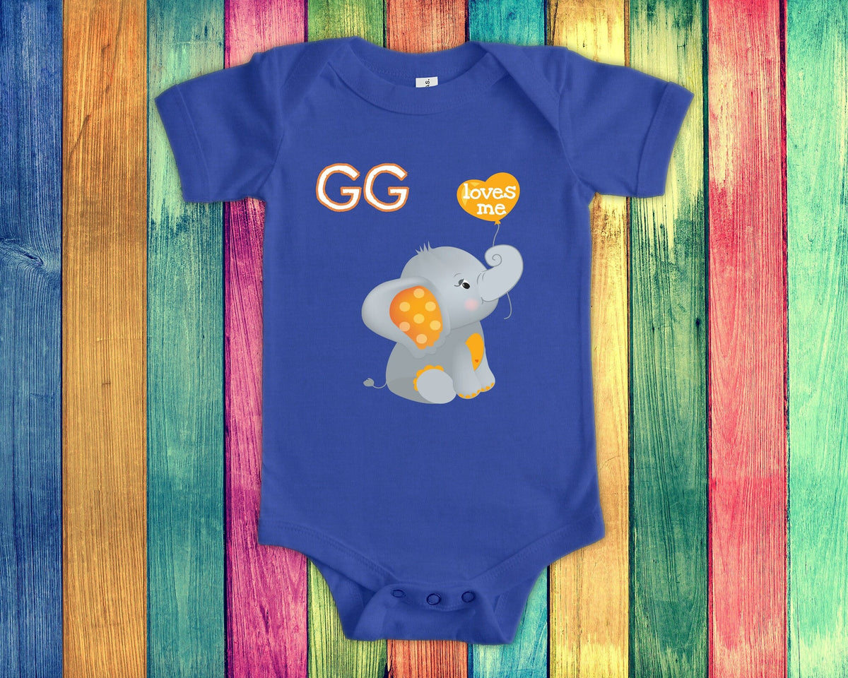 GG Loves Me Cute Grandma Name Elephant Baby Bodysuit Tshirt or Toddler Shirt Special Grandmother Gift or Pregnancy Reveal Announcement Graphic Tee – Aesthetic Look · High-Quality Print