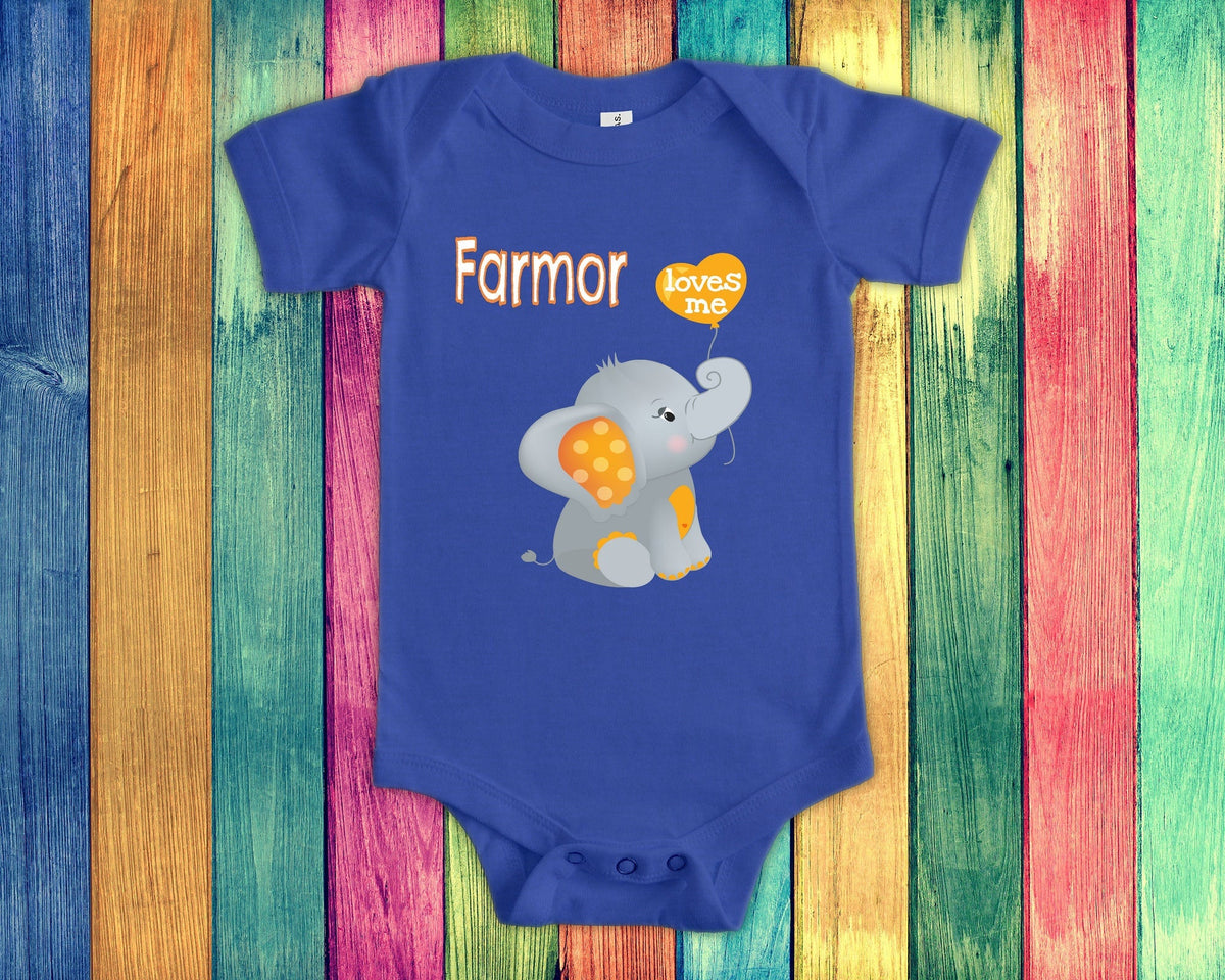 Farmor Loves Me Cute Grandma Name Elephant Baby Bodysuit Tshirt or Toddler Shirt Danish Swedish Grandmother Gift or Pregnancy Reveal Graphic Tee – Fan Favorite · High-Quality Print