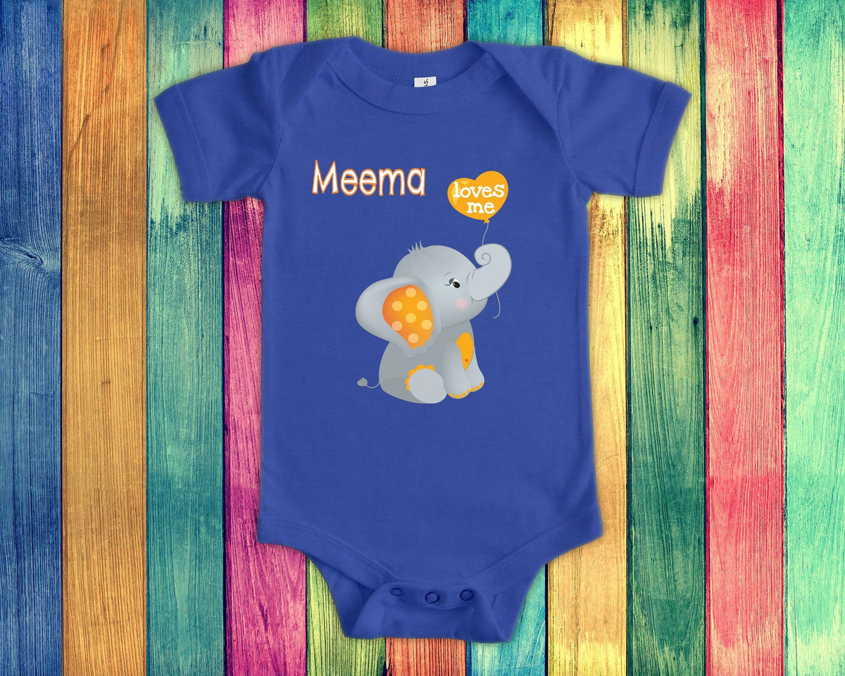 Meema Loves Me Cute Grandma Name Elephant Baby Bodysuit Tshirt or Toddler Shirt Yiddish Grandmother Gift or Pregnancy Reveal Announcement Graphic Tee – Premium Graphic · Perfect For Daily Wear