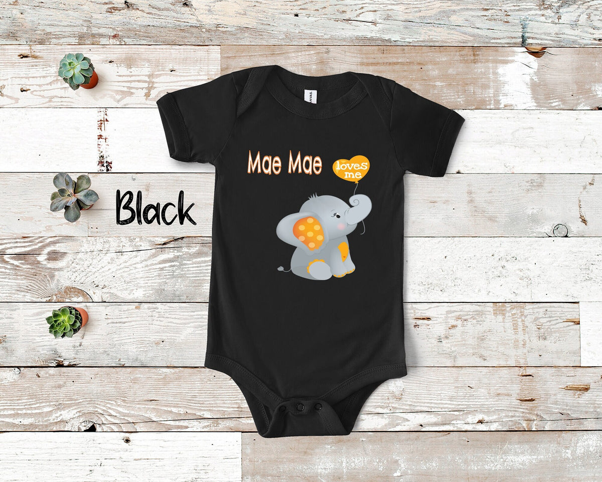 Mae Mae Loves Me Cute Grandma Name Elephant Baby Bodysuit Tshirt or Toddler Shirt Special Grandmother Gift Pregnancy Reveal Announcement Graphic Tee – Everyday Comfort · Top Pick For Any Outfit