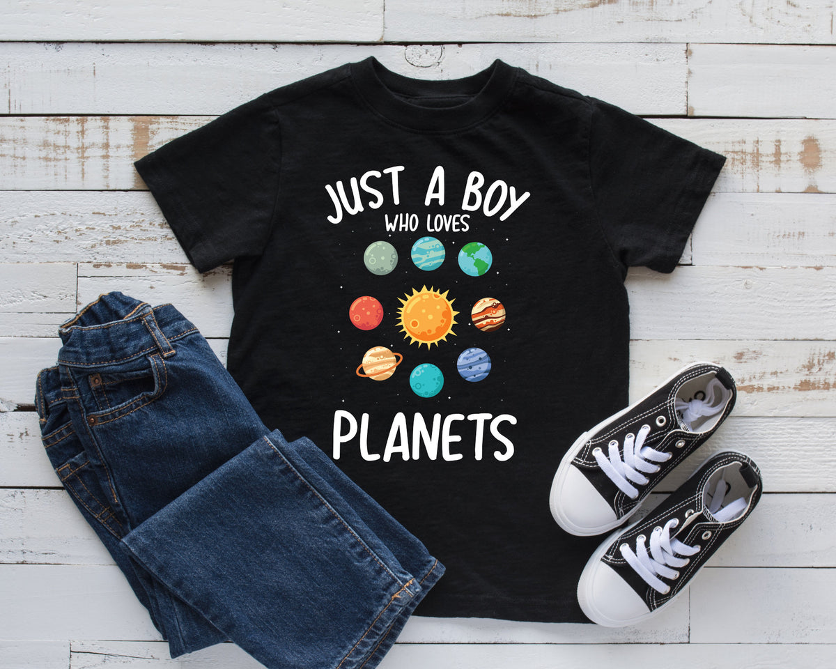Boy Who Loves Planets TShirt Cute Space Tee Galaxy Astronaut Tank Top Hoodie Sweatshirt Long Sleeve Kids Tee Apparel Gift Hoodie – Bold Style · High-Quality Print