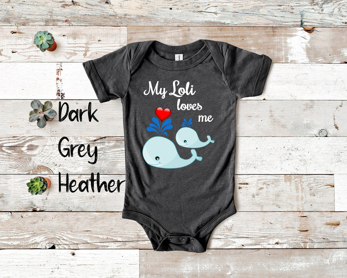 Loli Loves Me Cute Whale Baby Bodysuit Tshirt or Toddler Shirt Special Grandmother Gift or Pregnancy Reveal Announcement Graphic Tee – Everyday Comfort · High-Quality Print