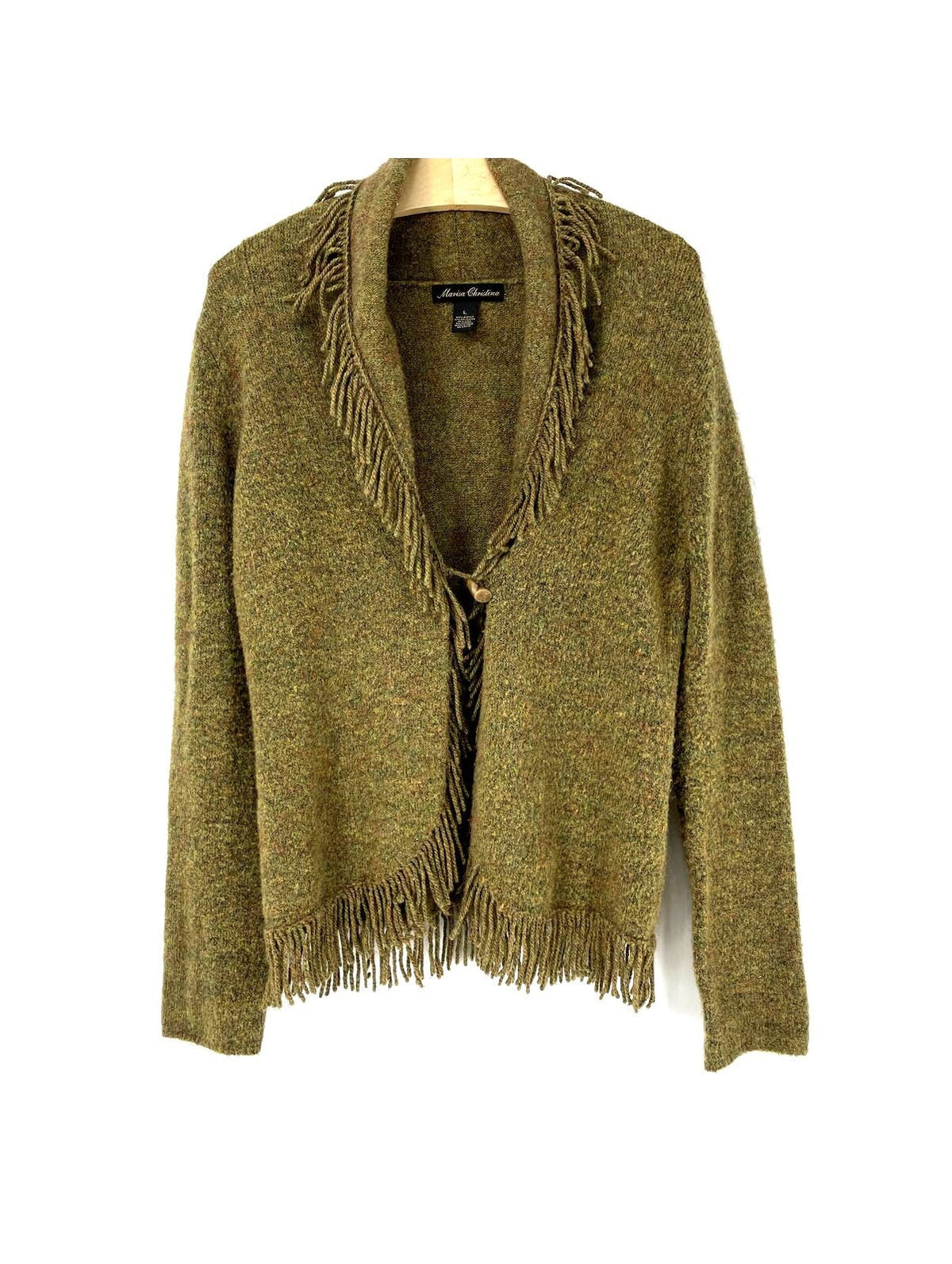 Vintage Marisa Christina Women39s Green Rust Marled Fringe Cardigan Large Graphic Tee – Feel-Good Design · Top Pick For Any Outfit
