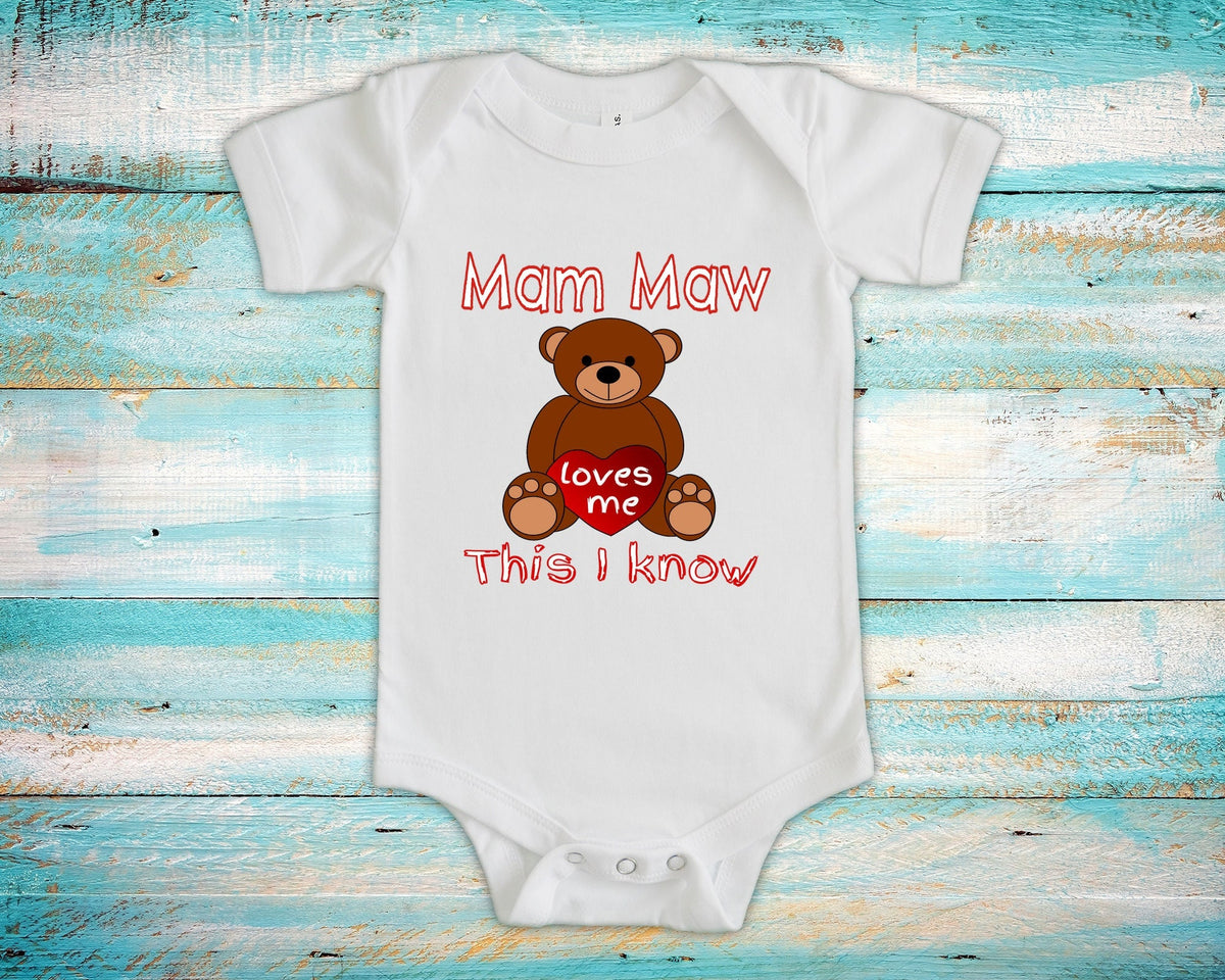 Mam Maw Loves Me Cute Grandma Bear Baby Bodysuit Tshirt or Toddler Shirt Special Grandmother Gift or Pregnancy Reveal Announcement Graphic Tee – Cozy Vibes · Top Pick For Any Outfit