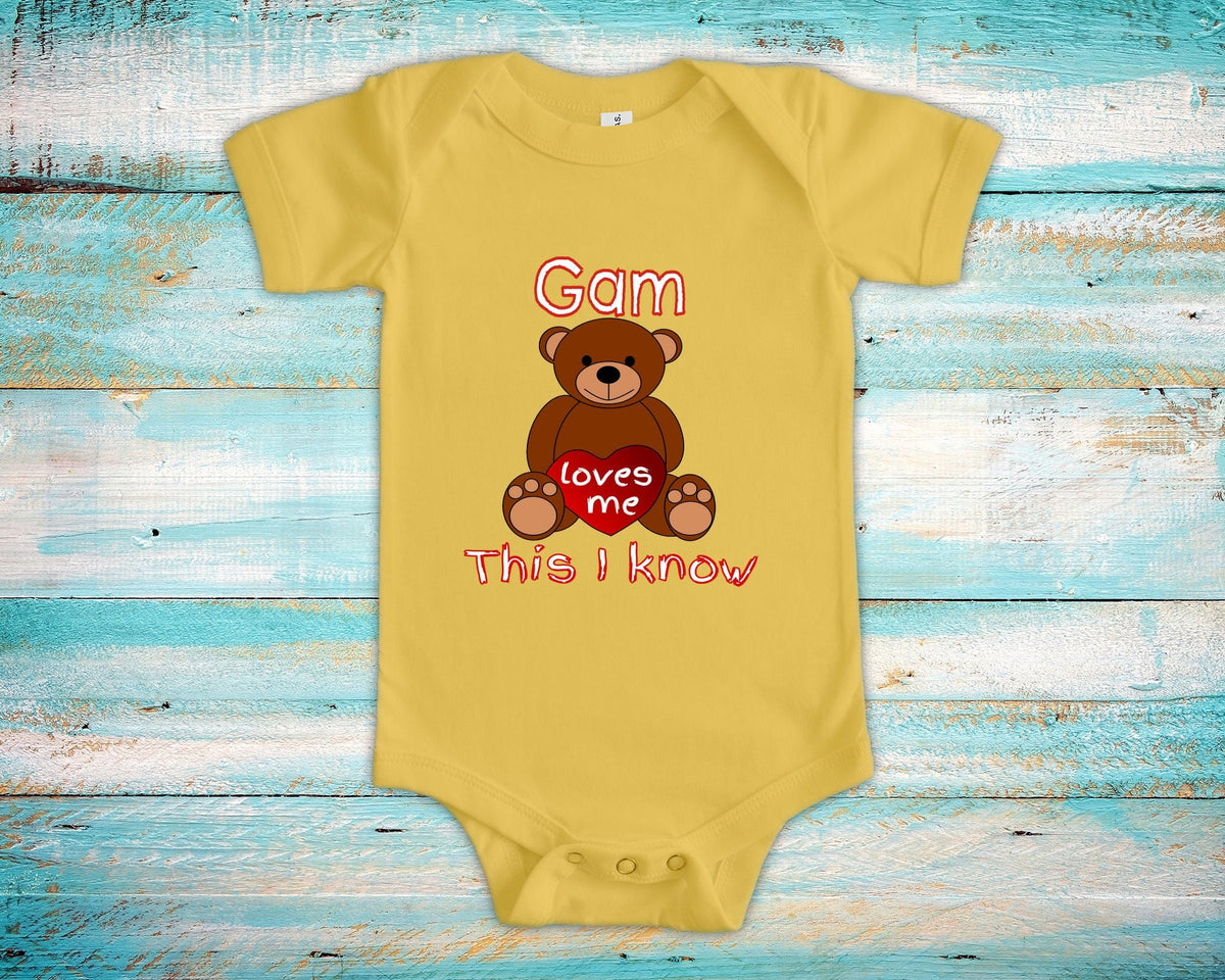 Gam Loves Me Cute Grandma Bear Baby Bodysuit Tshirt or Toddler Shirt Special Grandmother Gift or Pregnancy Reveal Announcement Graphic Tee – Bold Style · High-Quality Print
