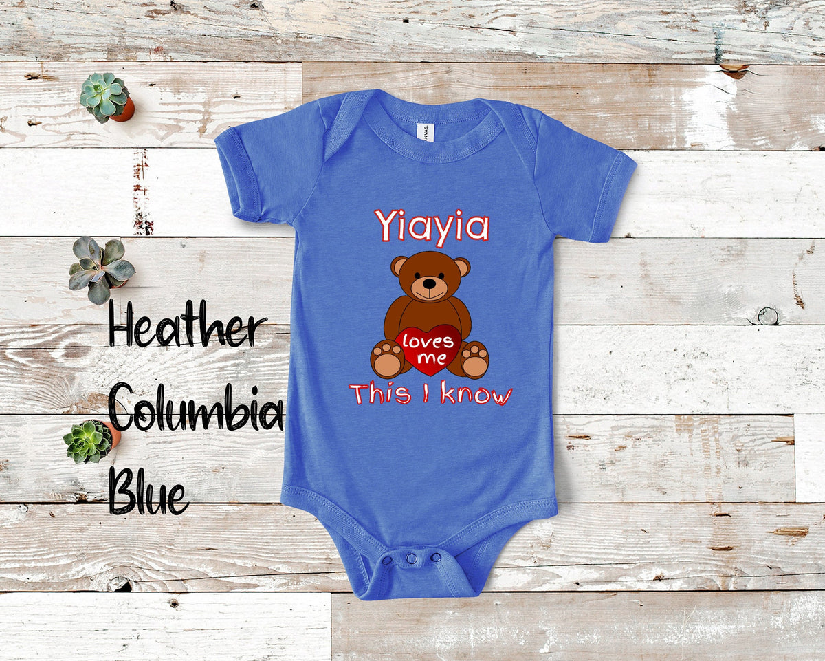Yiayia Loves Me Cute Grandma Bear Baby Bodysuit Tshirt or Toddler Shirt Greece Greek Grandmother Gift or Pregnancy Reveal Announcement Graphic Tee – Premium Graphic · Perfect For Daily Wear