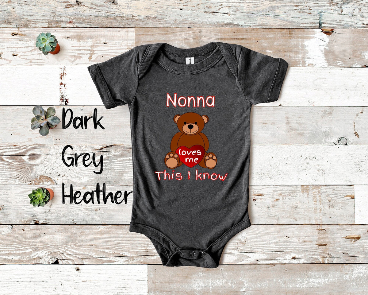 Nonna Loves Me Cute Grandma Bear Baby Bodysuit Tshirt or Toddler Shirt Italy Italian Grandmother Gift or Pregnancy Reveal Announcement Graphic Tee – Aesthetic Look · Perfect For Daily Wear
