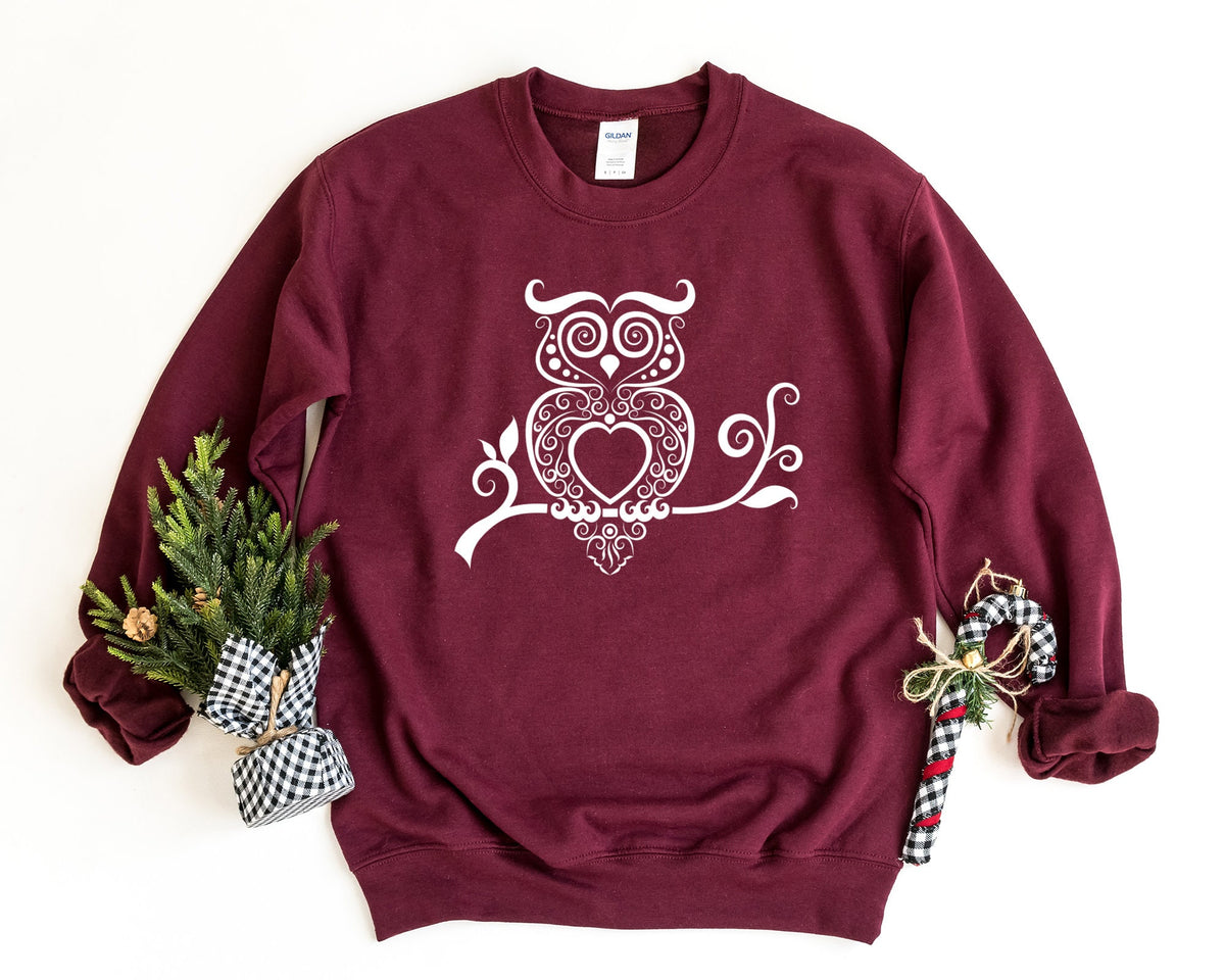 Owl Sweatshirt Heart Sweater Animal Pullover Cute Owl Crewneck Sweatshirt Owl Love Gift Bird Sweatshirt Bird Lover Gift Sweatshirt – Fan Favorite · Must-Have Style