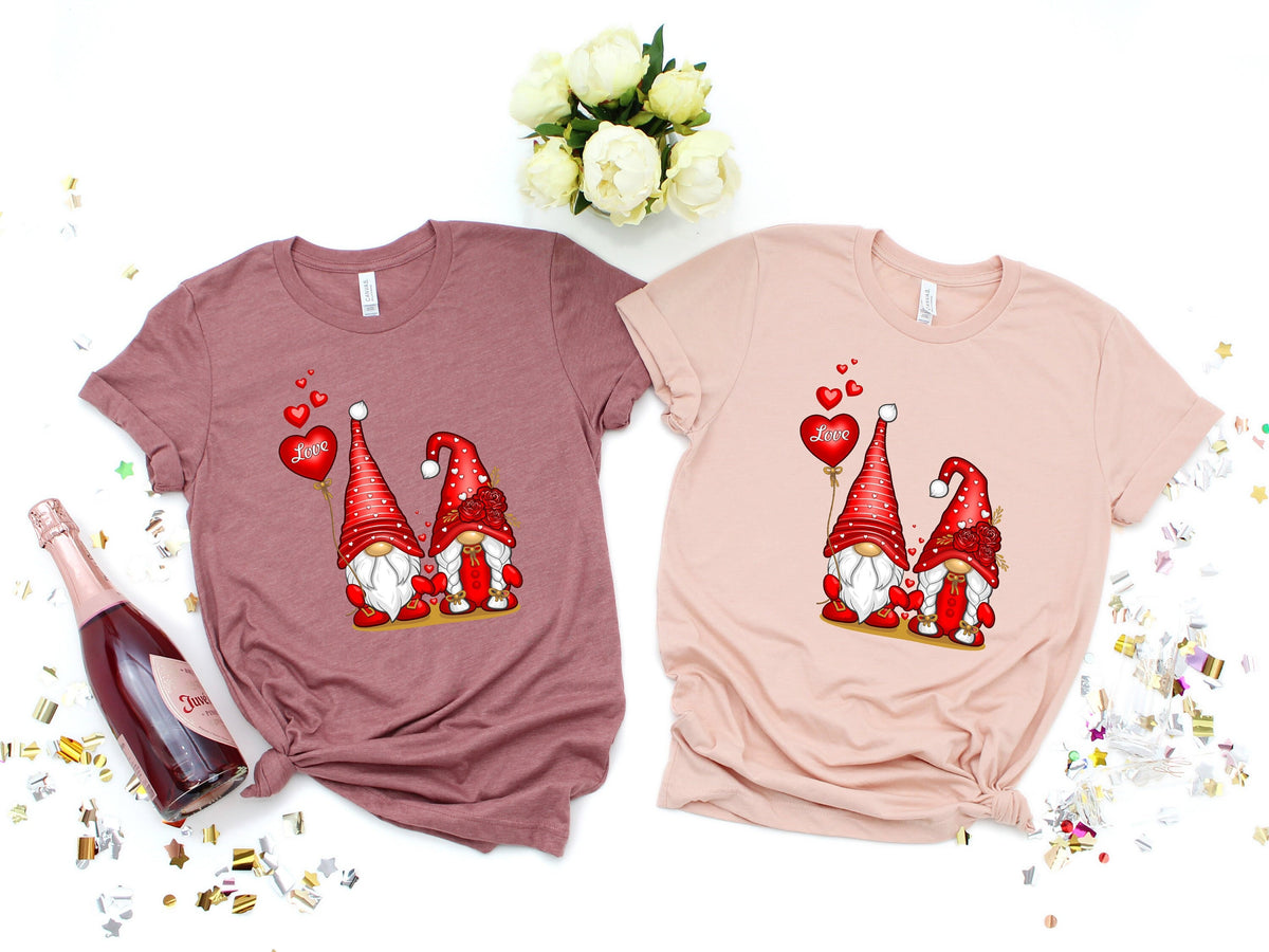 Valentine Gnomes with Heart ShirtValentines Day Shirts For WomanHeart ShirtCute Valentine ShirtRed Gnomes ValentinesValentines Day Gift Graphic Tee – Easygoing Wear · Top Pick For Any Outfit