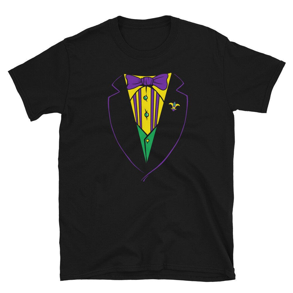 Bow Tie Mardi Gras Suit Unisex T Shirt Graphic Tee – Premium Graphic · Great Gift For Fans