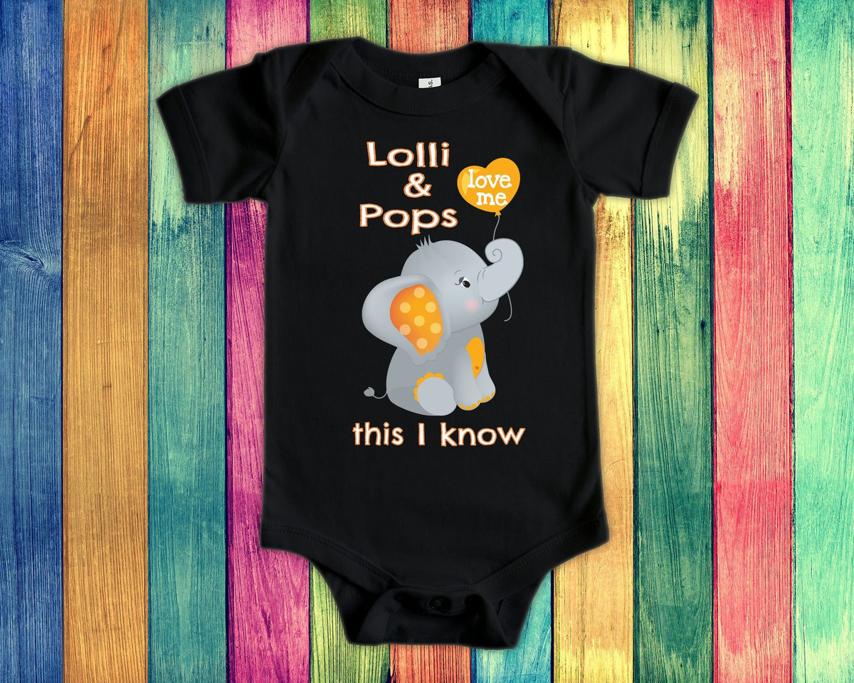 Lolli Pops Love Me Cute Grandma Name Grandpa Name Elephant Baby Bodysuit Tshirt or Toddler Shirt Can Be Custom Personalized Graphic Tee – Premium Graphic · Trending Graphic Apparel