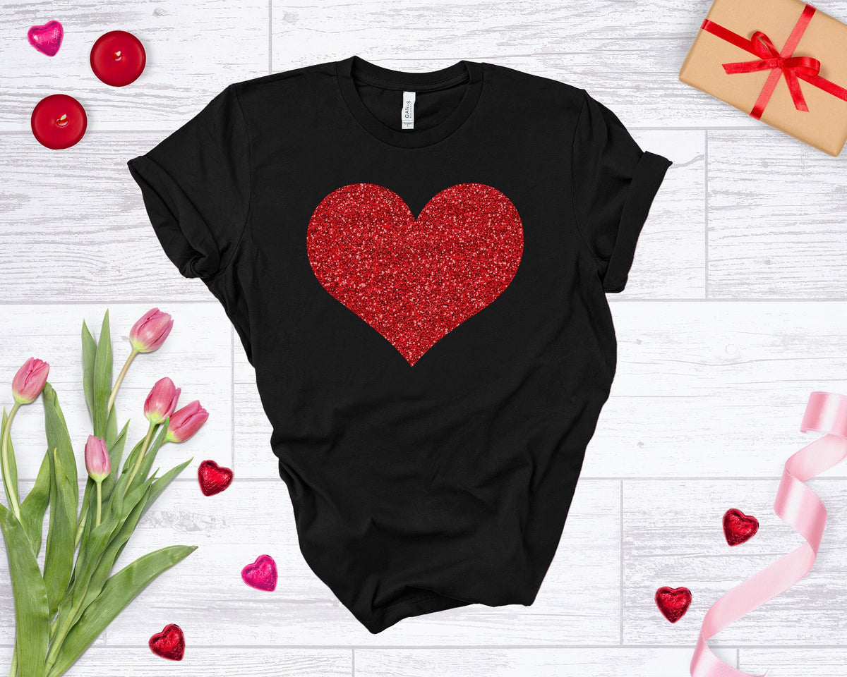 Ladies Valentines Day ShirtHeart ShirtHeart Valentine39s ShirtGlitter ShirtWomen39s Valentines Day T ShirtValentines Tee Graphic Tee – Everyday Comfort · High-Quality Print