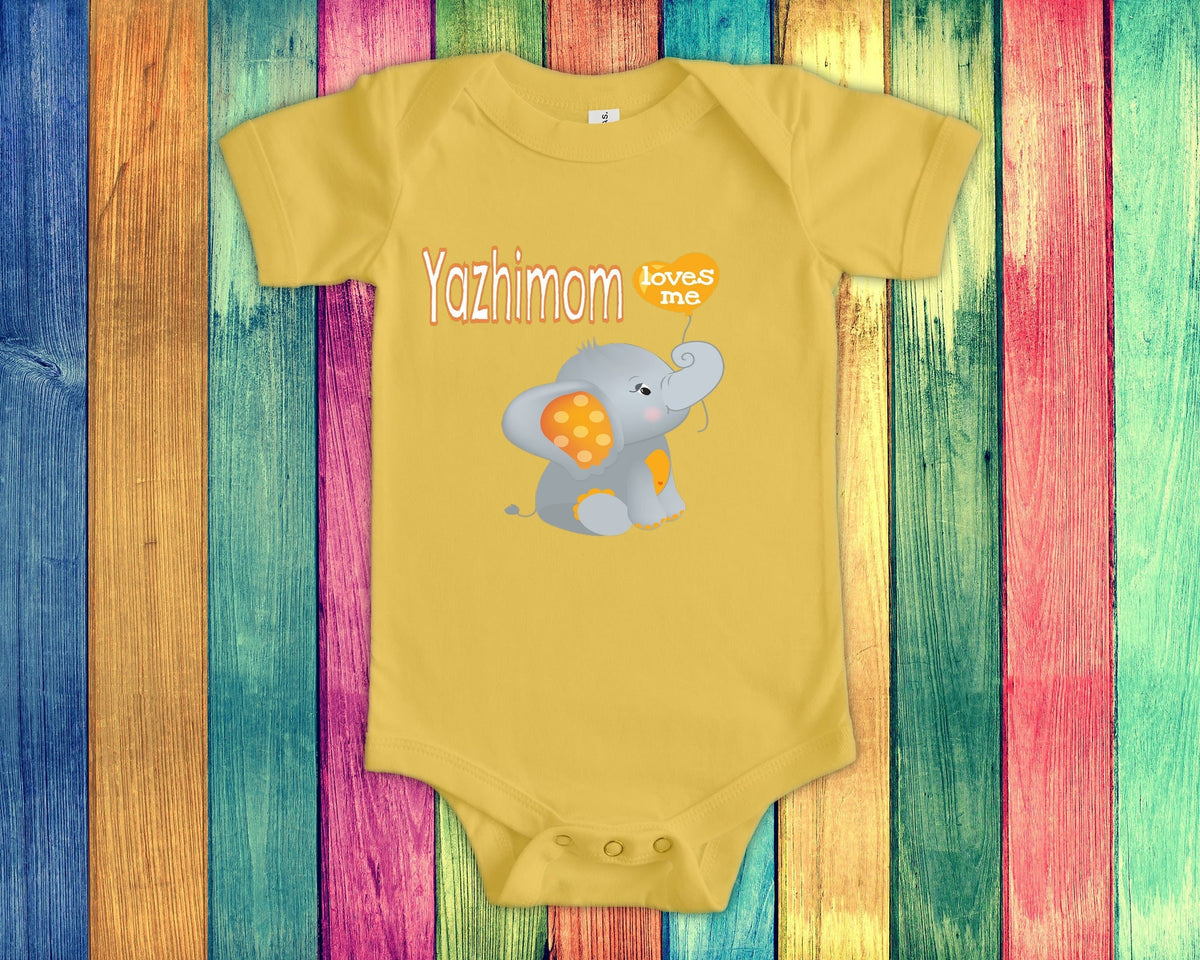 Yazhimom Loves Me Grandma Name Elephant Baby Bodysuit Tshirt or Toddler Shirt Washington State Indian Grandmother Gift or Pregnancy Reveal Graphic Tee – Bold Style · Perfect For Daily Wear