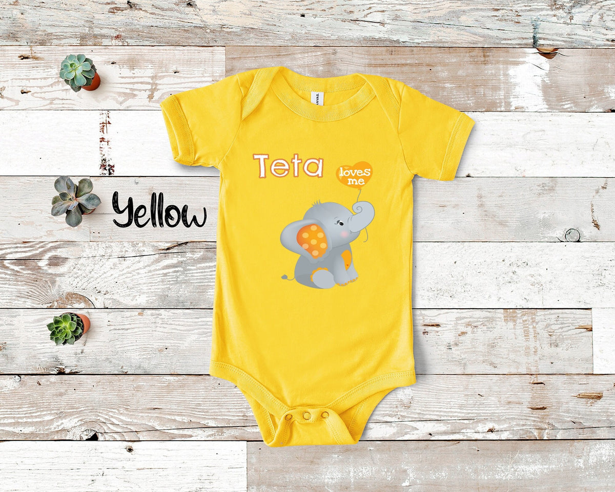 Teta Loves Me Cute Grandma Name Elephant Baby Bodysuit Tshirt or Toddler Shirt Arabic or Syrian Grandmother Gift or Pregnancy Reveal Graphic Tee – Fan Favorite · Great Gift For Fans