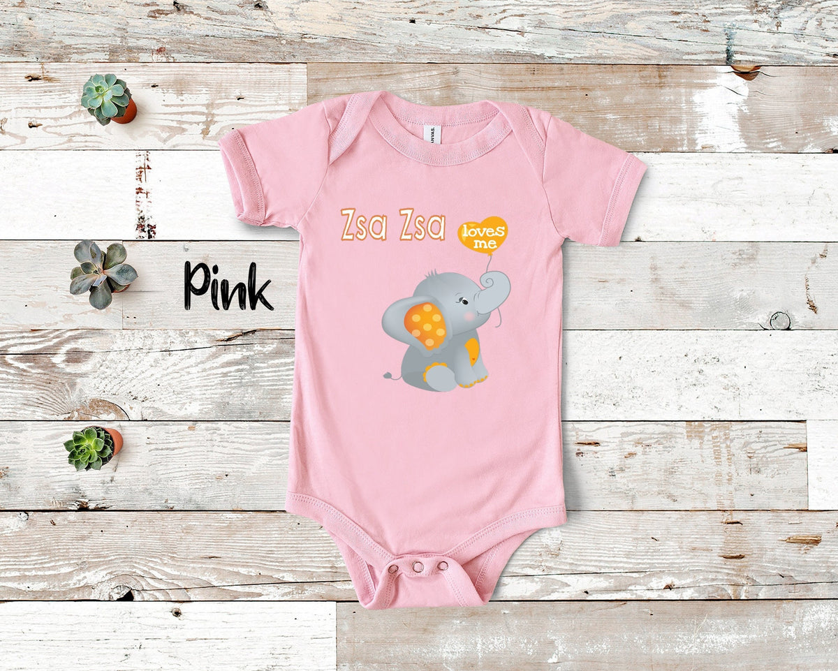 Zsa Zsa Loves Me Cute Grandma Name Elephant Baby Bodysuit Tshirt or Toddler Shirt Polish Grandmother Gift or Pregnancy Reveal Announcement Graphic Tee – Aesthetic Look · High-Quality Print