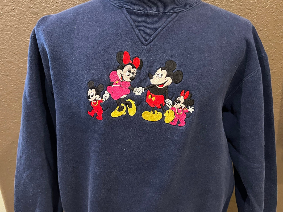 Vintage 9039s Mickey Mouse and Family Blue Disney Crewneck Sweatshirt S Sweatshirt – Soft Feel · Great Gift For Fans