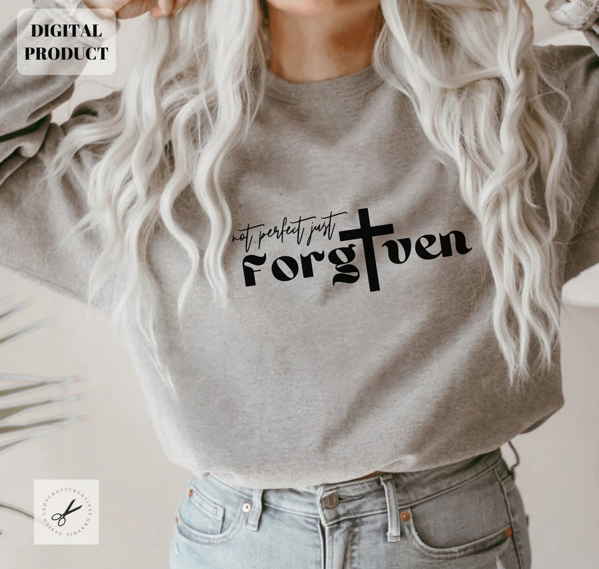 Not perfect just forgiven svg Christian svg Religious svg Faith svg Bible Quotes svg png Cricut cut file Graphic Tee – Warm & Stylish · Great Gift For Fans