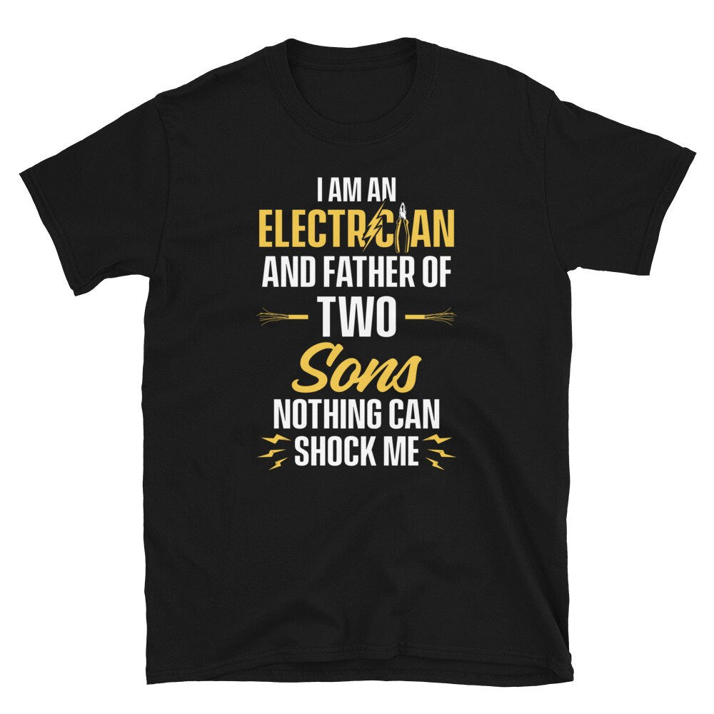 Electrician and Father of Two Sons Funny Dad T Shirt Graphic Tee – Warm & Stylish · Top Pick For Any Outfit