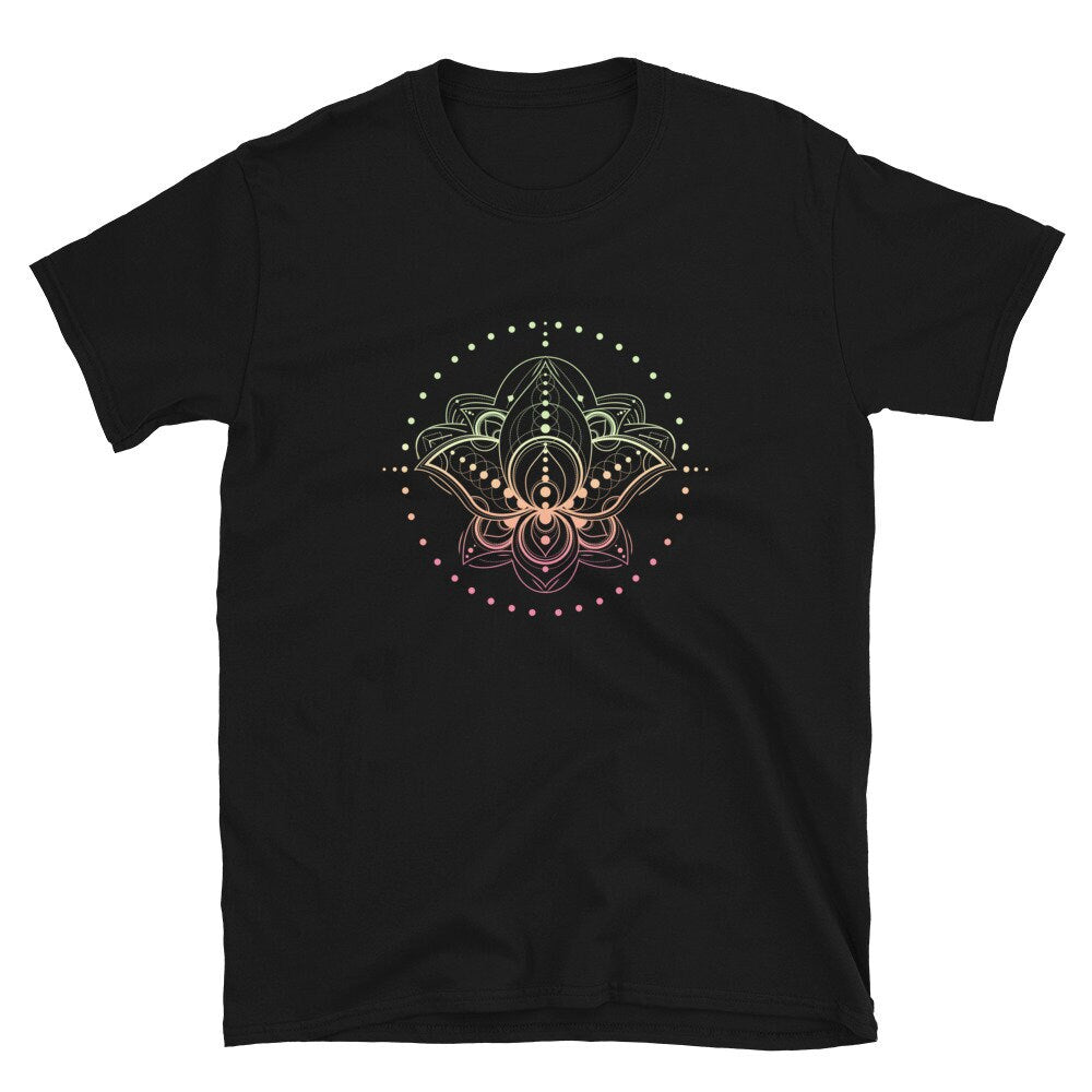 Sacred Geometry Lotus Flower Unisex T Shirt Graphic Tee – Soft Feel · Top Pick For Any Outfit