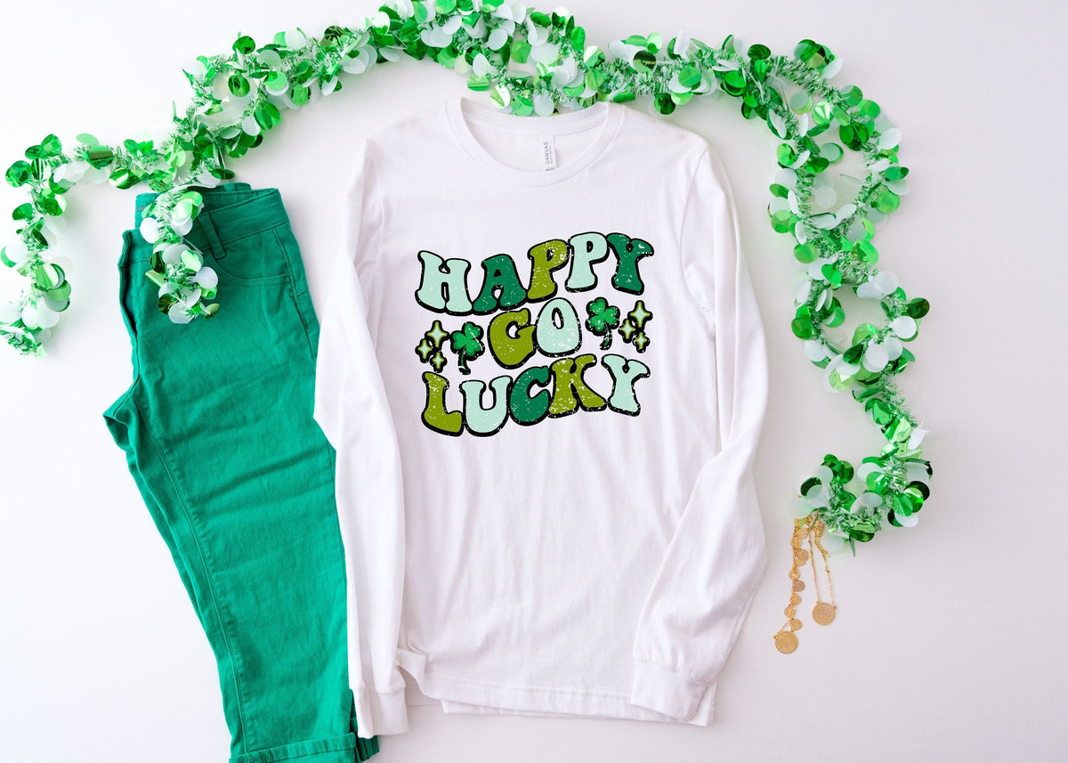 Happy Go Lucky ShirtShamrock ShirtSaint Patricks Day ShirtSaint Patricks Day ShirtSaint Patricks Day Family Matching ShirtTee for Woman Graphic Tee – Soft Feel · Great Gift For Fans
