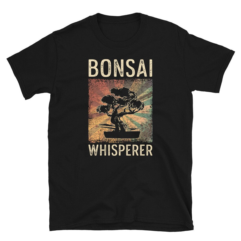 Retro Bonsai Whisperer Gardener Unisex T Shirt Graphic Tee – Bold Style · Great Gift For Fans