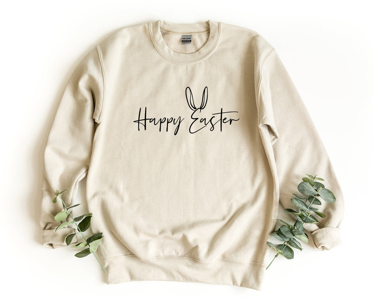 Happy Easter Sweatshirt Cute Easter Sweater Gift For Easter Bunny Ear Pullover Easter Day Crewneck Sweatshirt Funny Easter Sweater Sweatshirt – Premium Graphic · Perfect For Daily Wear