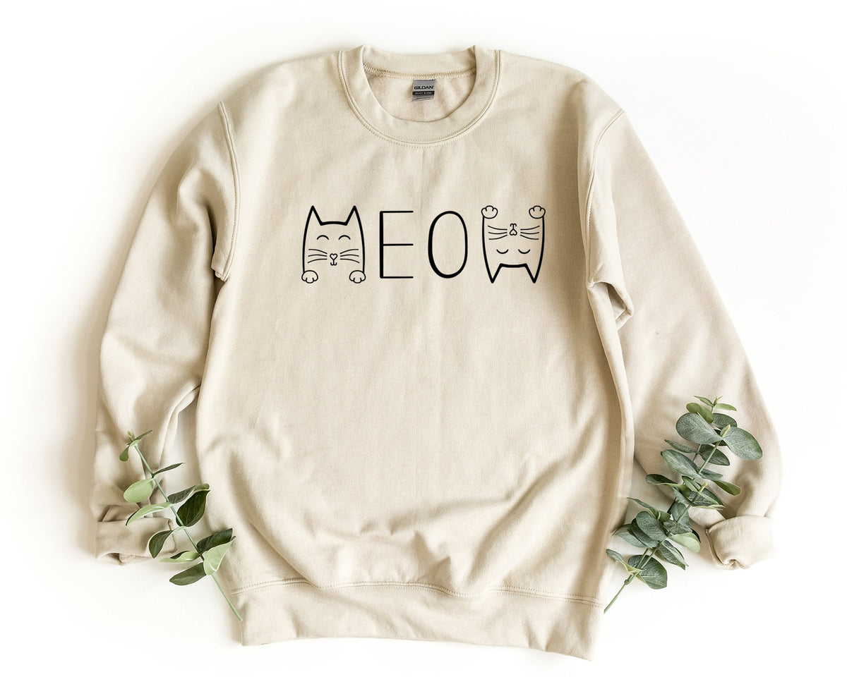 Meow Sweatshirt Cat Crewneck Sweatshirt Animal Pullover Cute Cat Pullover Cat Lover Gift Pet Lover Sweatshirt Meow Gift Funny Cat Sweatshirt – Fan Favorite · Perfect For Daily Wear
