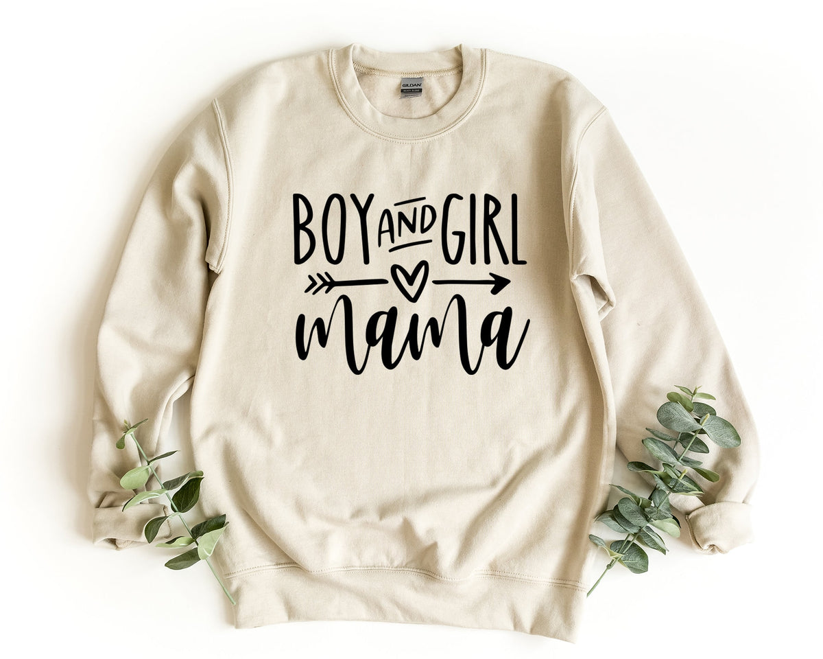 Boy And Girl Mama Sweatshirt Mama Sweater Gift For Mom Mothers Day Gift Girl Mama Pullover Boy Mama Crewneck Mom Life Sweatshirt Sweatshirt – Bold Style · Perfect For Daily Wear