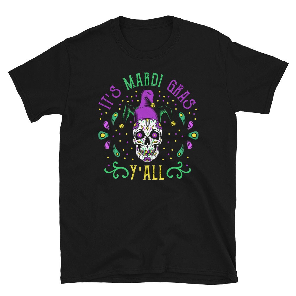 Mardi Gras Skull Design Unisex T Shirt Graphic Tee – Aesthetic Look · Top Pick For Any Outfit