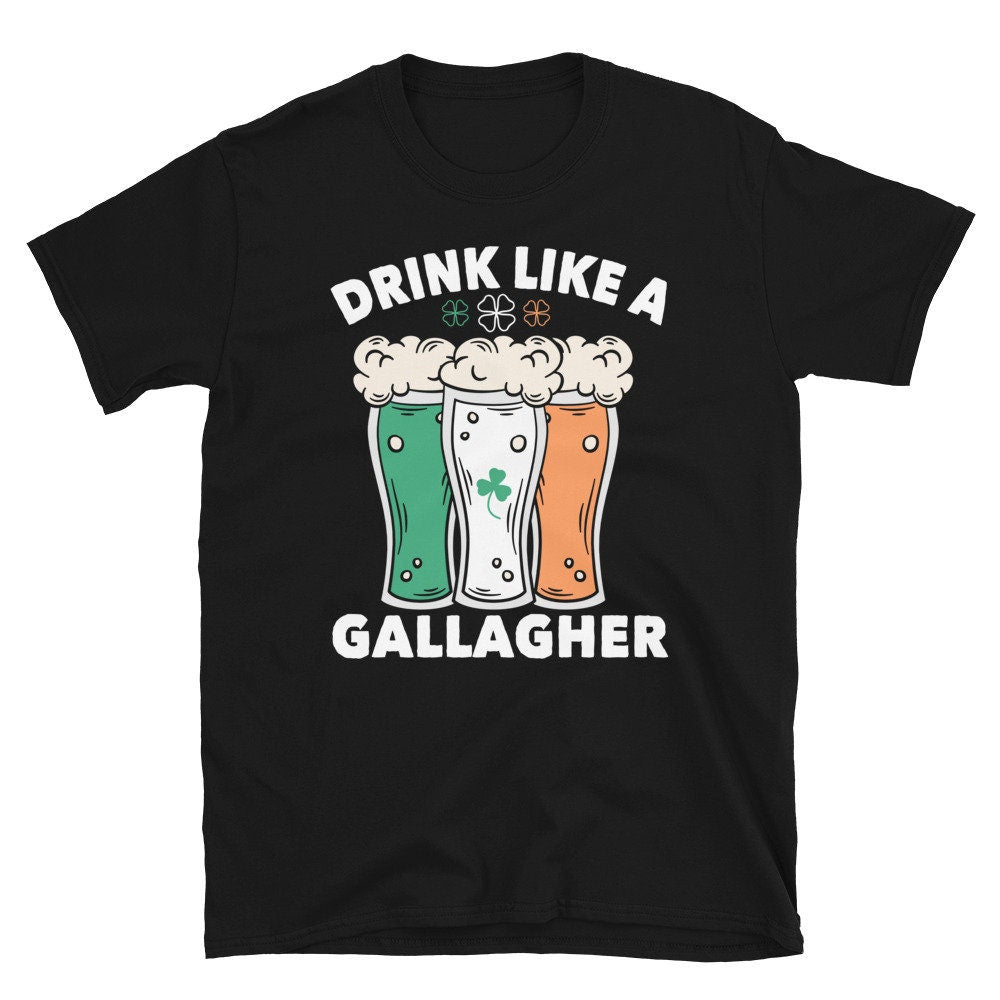Gallagher Drinking St Patrick39s Day Beer Unisex T Shirt Graphic Tee – Premium Graphic · High-Quality Print