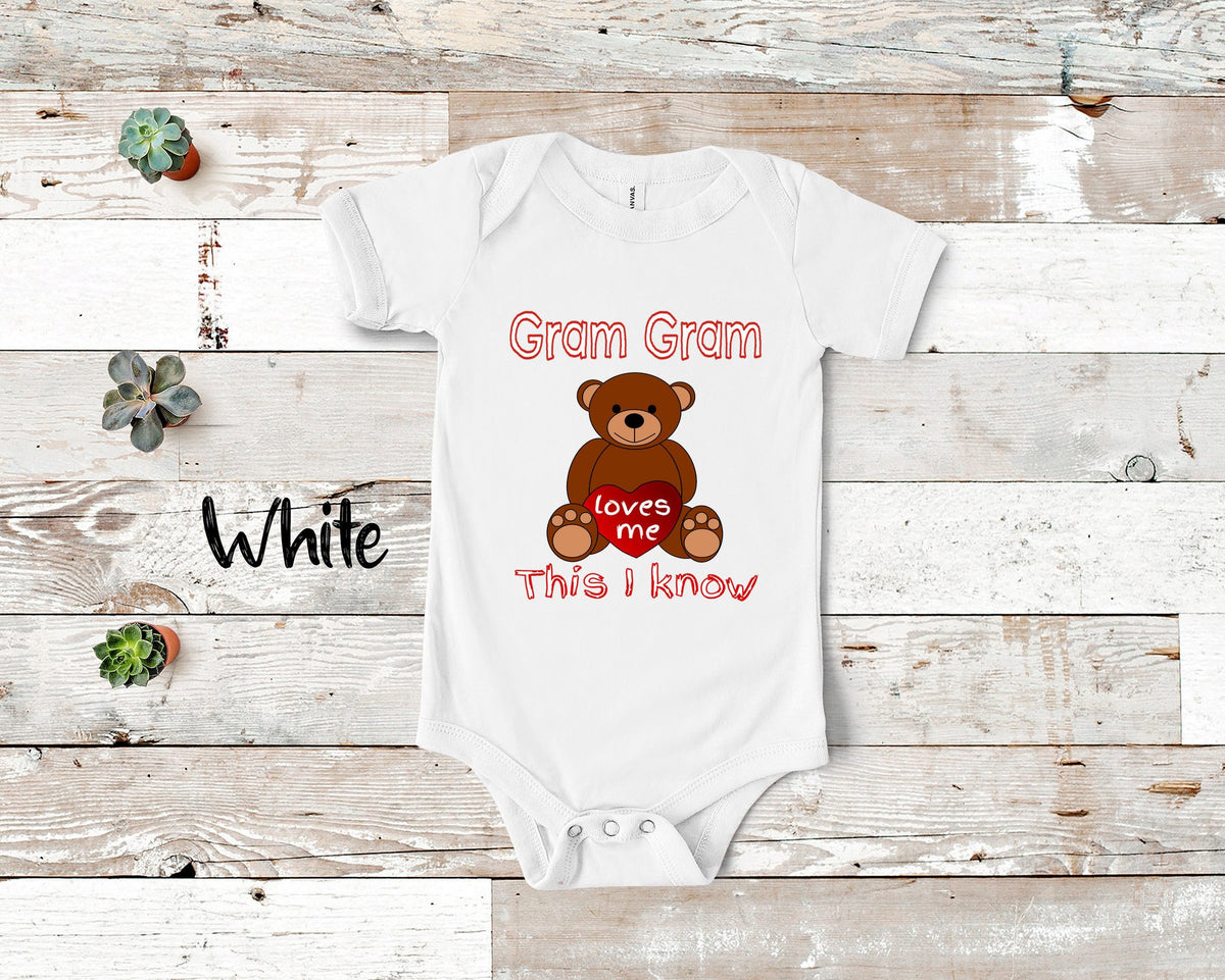 Gram Gram Loves Me Cute Grandma Bear Baby Bodysuit Tshirt or Toddler Shirt Special Grandmother Gift or Pregnancy Reveal Announcement Graphic Tee – Everyday Comfort · Perfect For Daily Wear