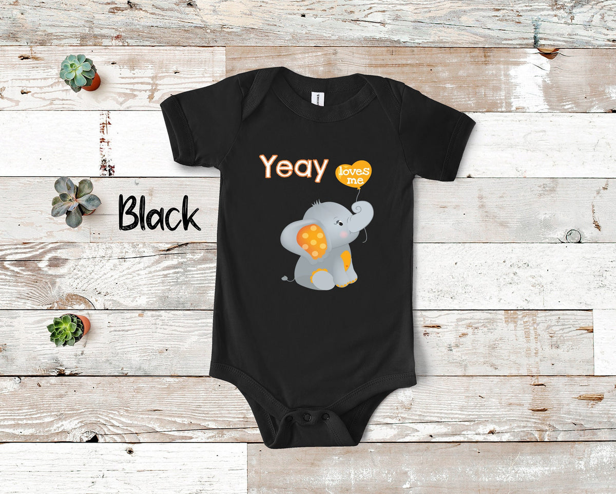Yeay Loves Me Cute Grandma Name Elephant Baby Bodysuit Tshirt or Toddler Shirt Cambodian Grandmother Gift or Pregnancy Reveal Announcement Graphic Tee – Soft Feel · High-Quality Print