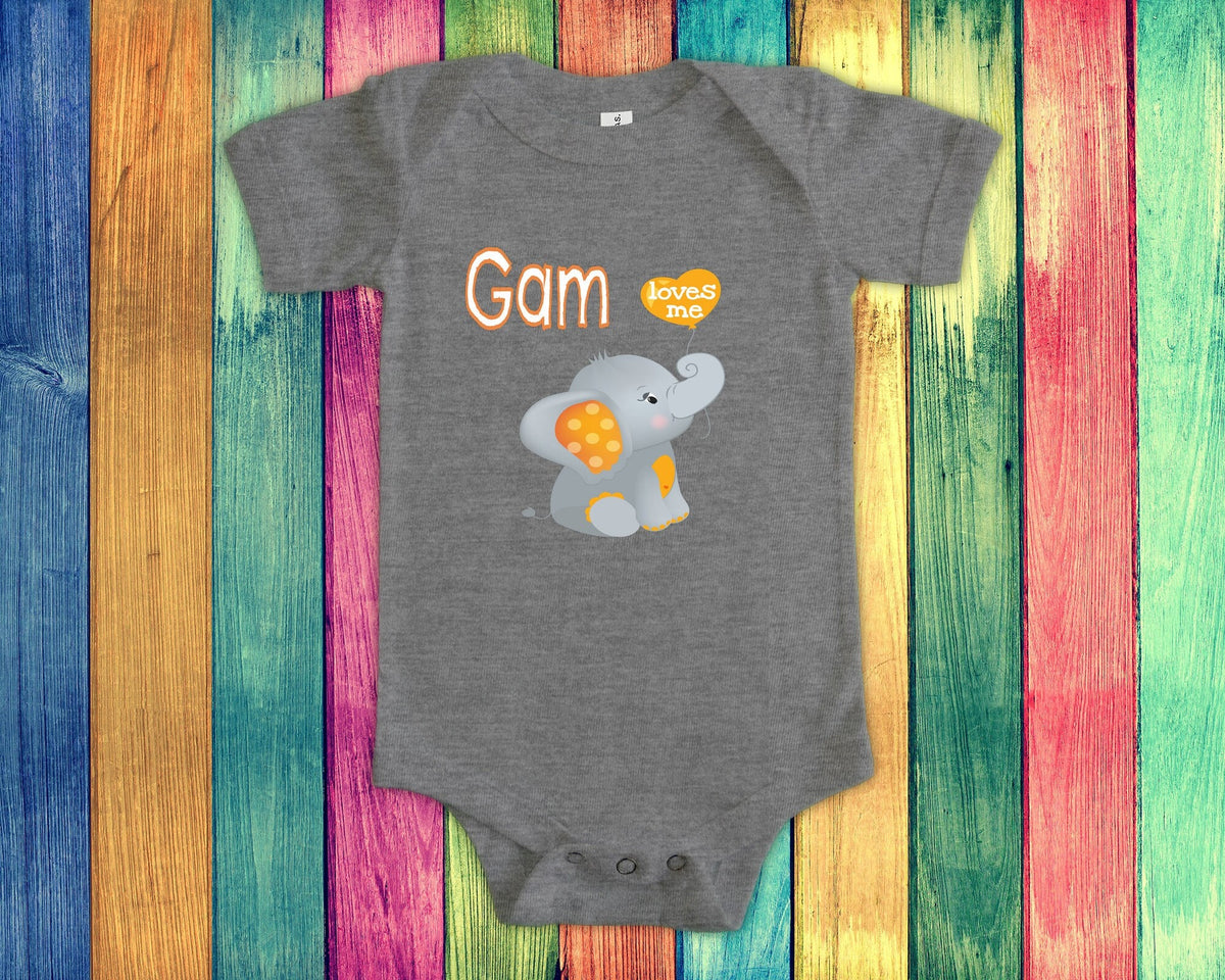 Gam Loves Me Cute Grandma Name Elephant Baby Bodysuit Tshirt or Toddler Shirt Special Grandmother Gift or Pregnancy Reveal Announcement Graphic Tee – Soft Feel · Trending Graphic Apparel