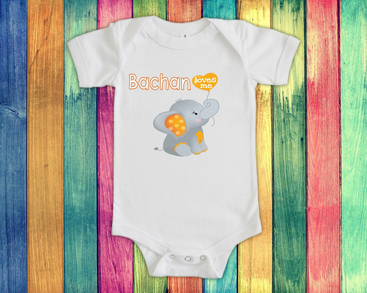 Bachan Loves Me Cute Grandma Name Elephant Baby Bodysuit Tshirt or Toddler Shirt Japanese Grandmother Gift Pregnancy Reveal Announcement Graphic Tee – Bold Style · Trending Graphic Apparel
