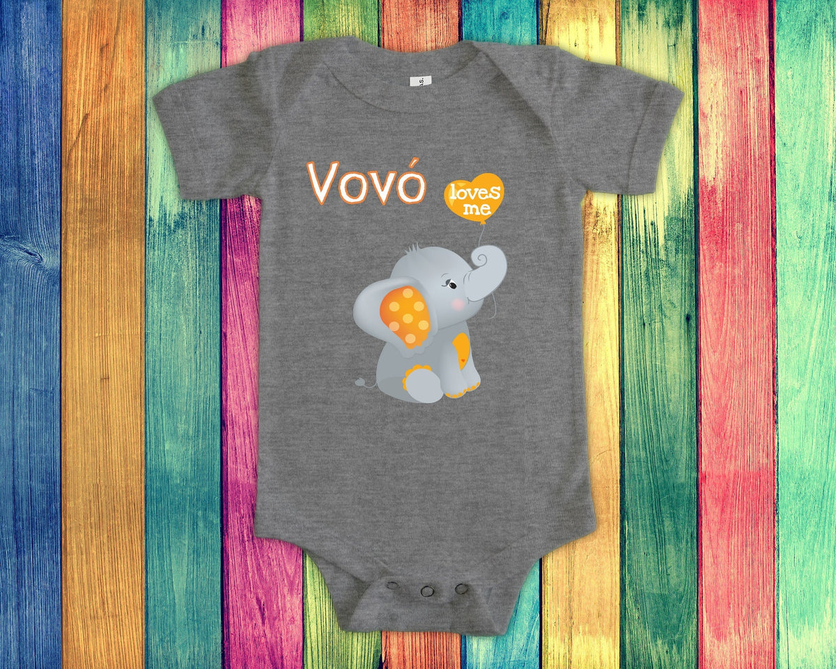 Vov Loves Me Cute Grandma Name Elephant Baby Bodysuit Tshirt or Toddler Shirt Portuguese Grandmother Gift Pregnancy Reveal Announcement Graphic Tee – Soft Feel · Great Gift For Fans