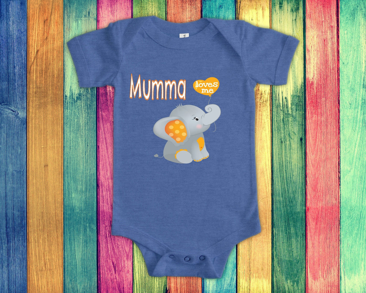 Mumma Loves Me Cute Grandma Name Elephant Baby Bodysuit Tshirt or Toddler Shirt Finnish Grandmother Gift or Pregnancy Reveal Announcement Graphic Tee – Aesthetic Look · Must-Have Style