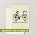 Romantic Bicycle Greeting Card Cute Bike Card Printable Bicycle Cards Vintage Bicycle Digital Download Lock My Bike To Yours Graphic Tee – Fan Favorite · High-Quality Print